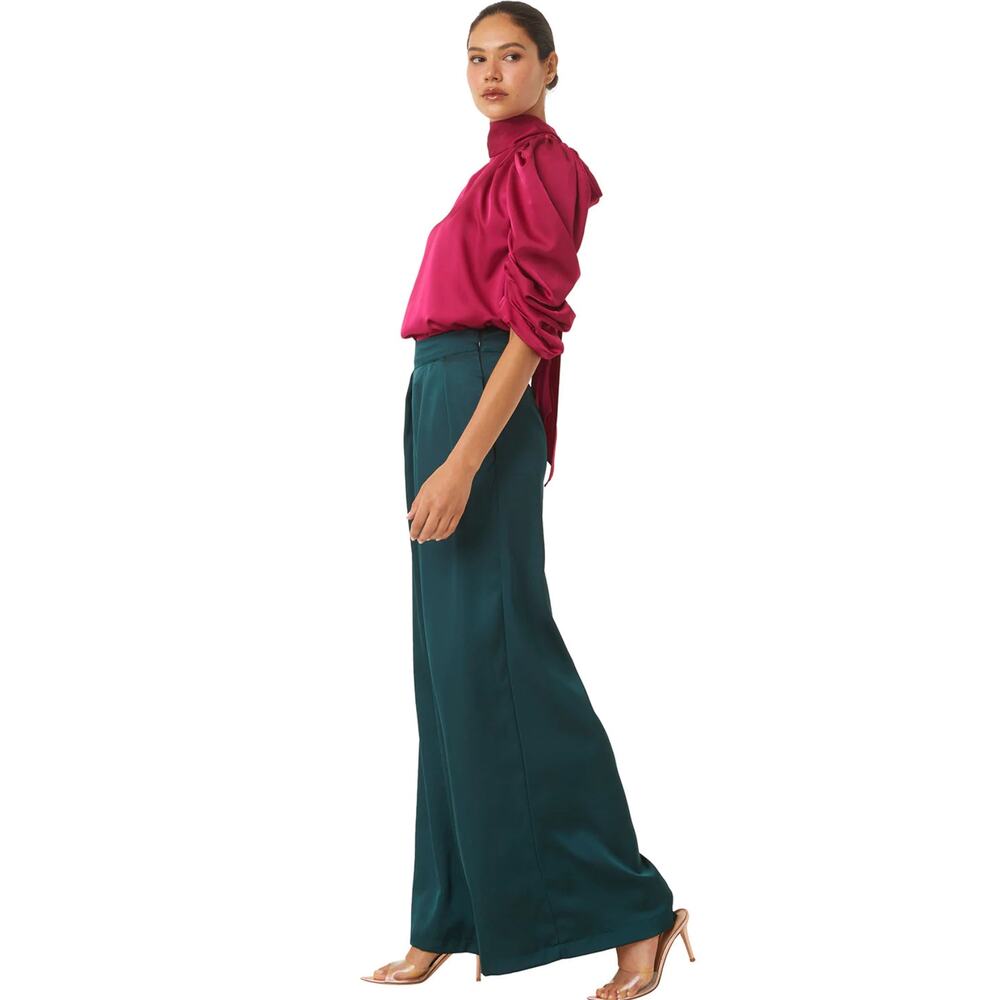 $325 Misa Los Angeles Filippa Pant Emerald Satin Size: S